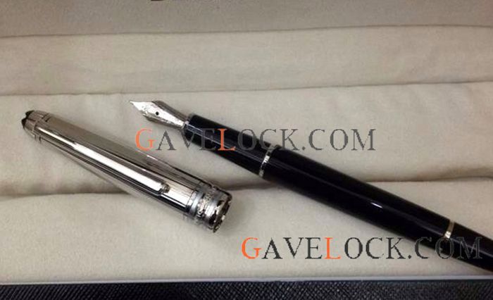 Black and Silver Montblanc Meisterstuck Solitaire Doue Fountain Pen Black and Silver Montblanc Meisterstuck Solitaire Doue Fountain Pen